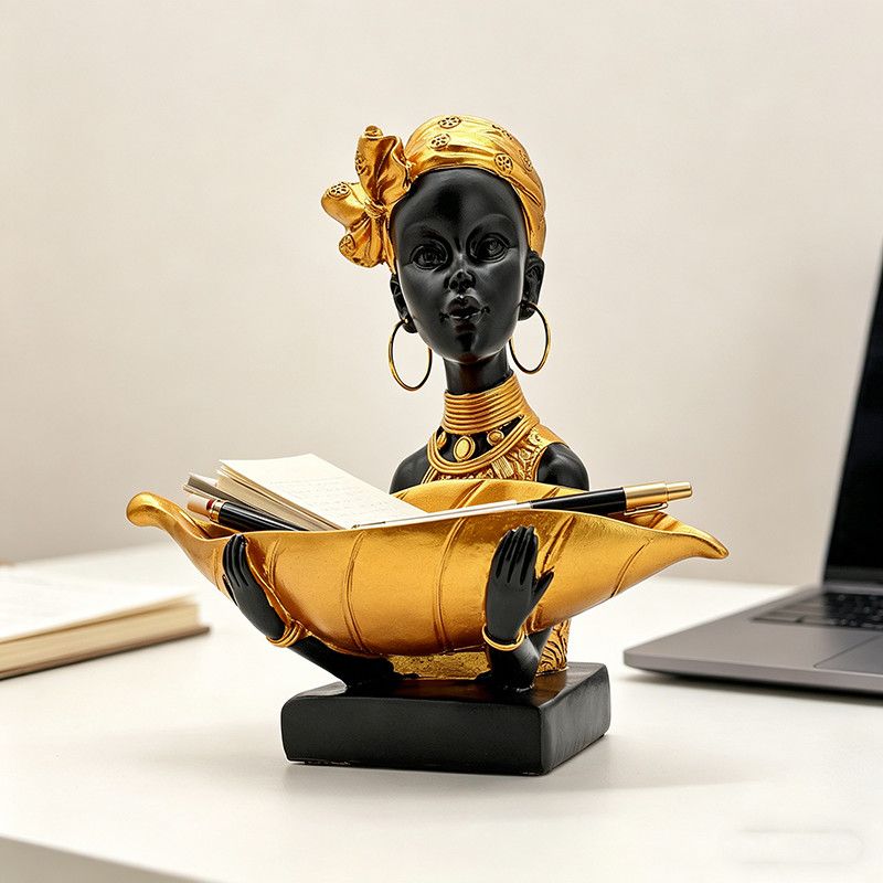Body Jewelry Holder - Estátua de Resina de Mulher Africana