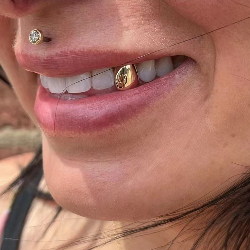 Body Jewelry Gold Plated - RACHELZ HipHop Clássico Único Dente Grillz