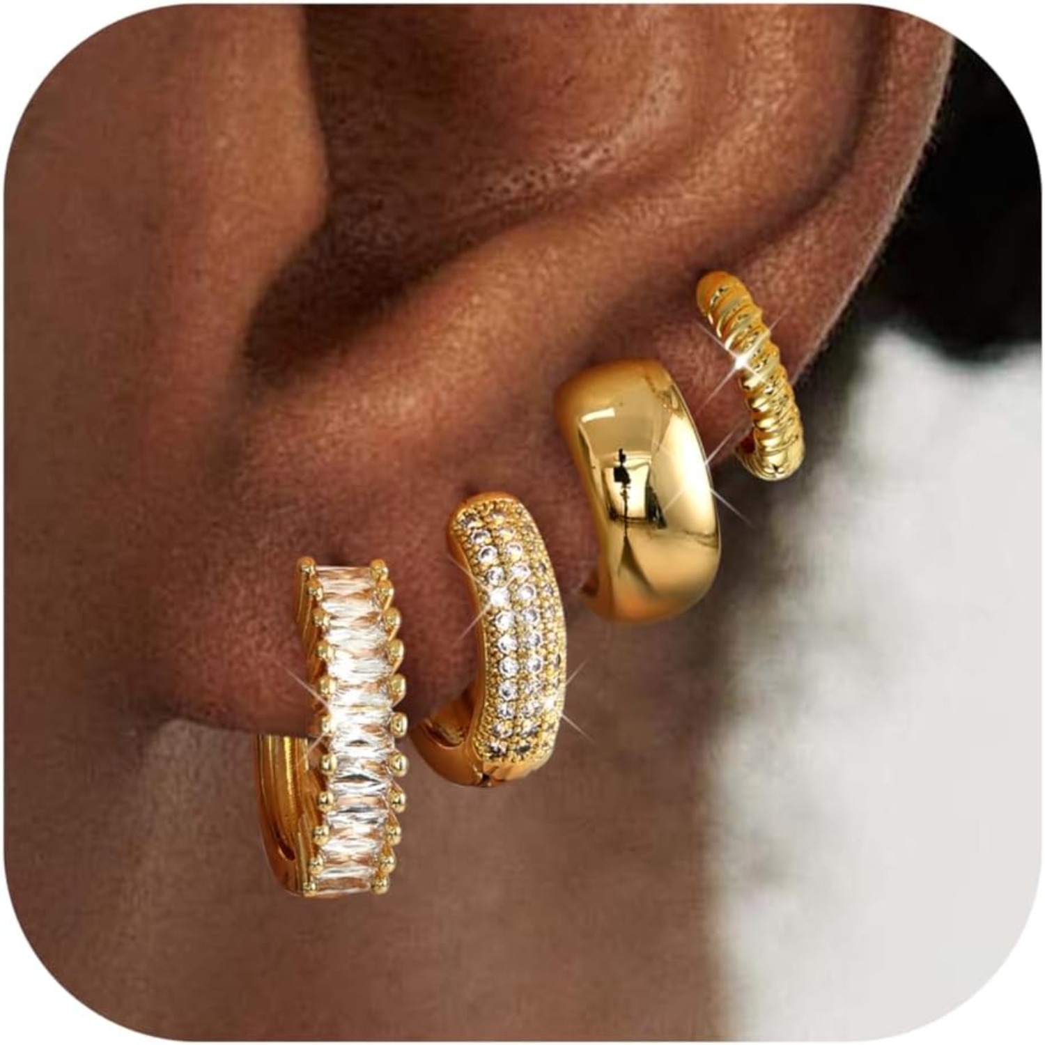 Body Jewelry Trend - ORAZIO 4 Pares de Brincos Huggie
