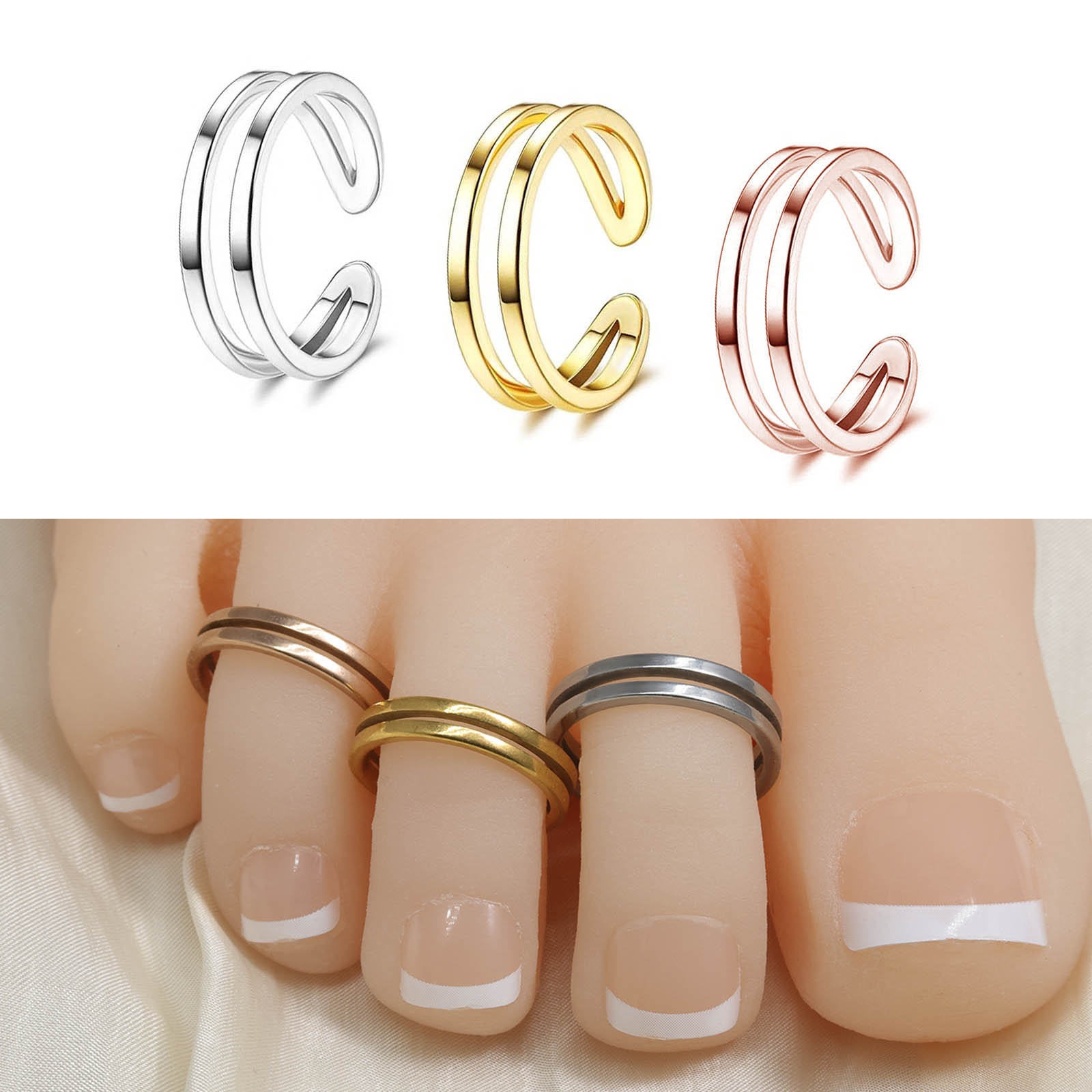 Body Jewelry Hoops - Anel de Dedo Ajustável de Camada
