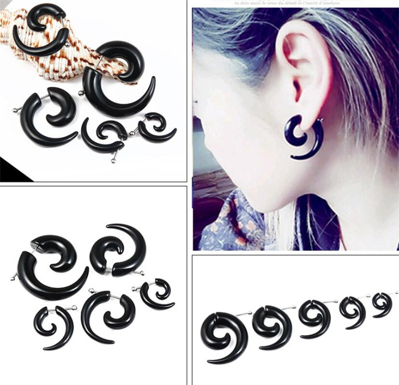Body Jewelry Tunnels - Brincos espirais tribais pretos punk, mulheres,
