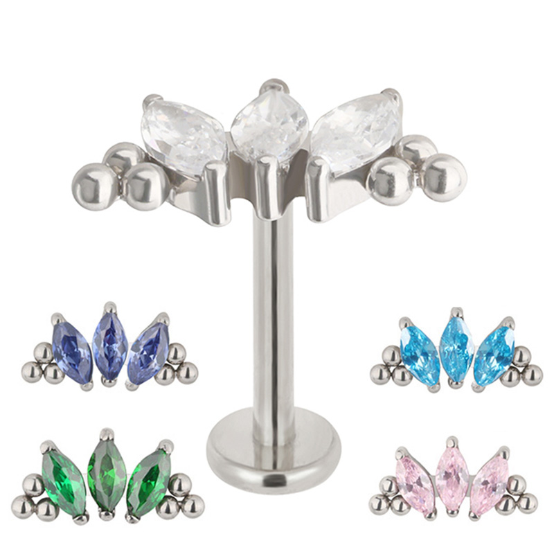 Cluster Stud Ear - Titânio CZ Cartilagem Brincos, Stud Piercing