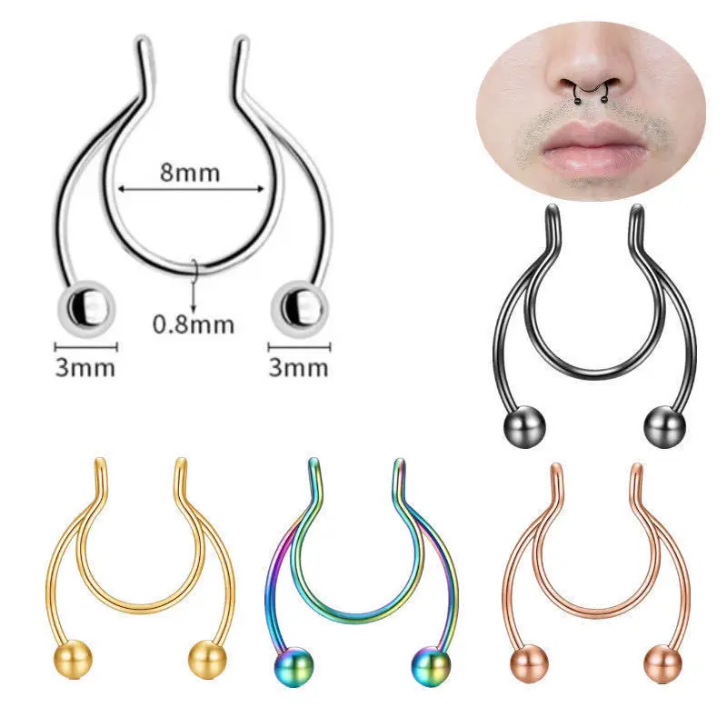 Anel de nariz falso em forma d - Body Jewelry Hoops avaliação e preço