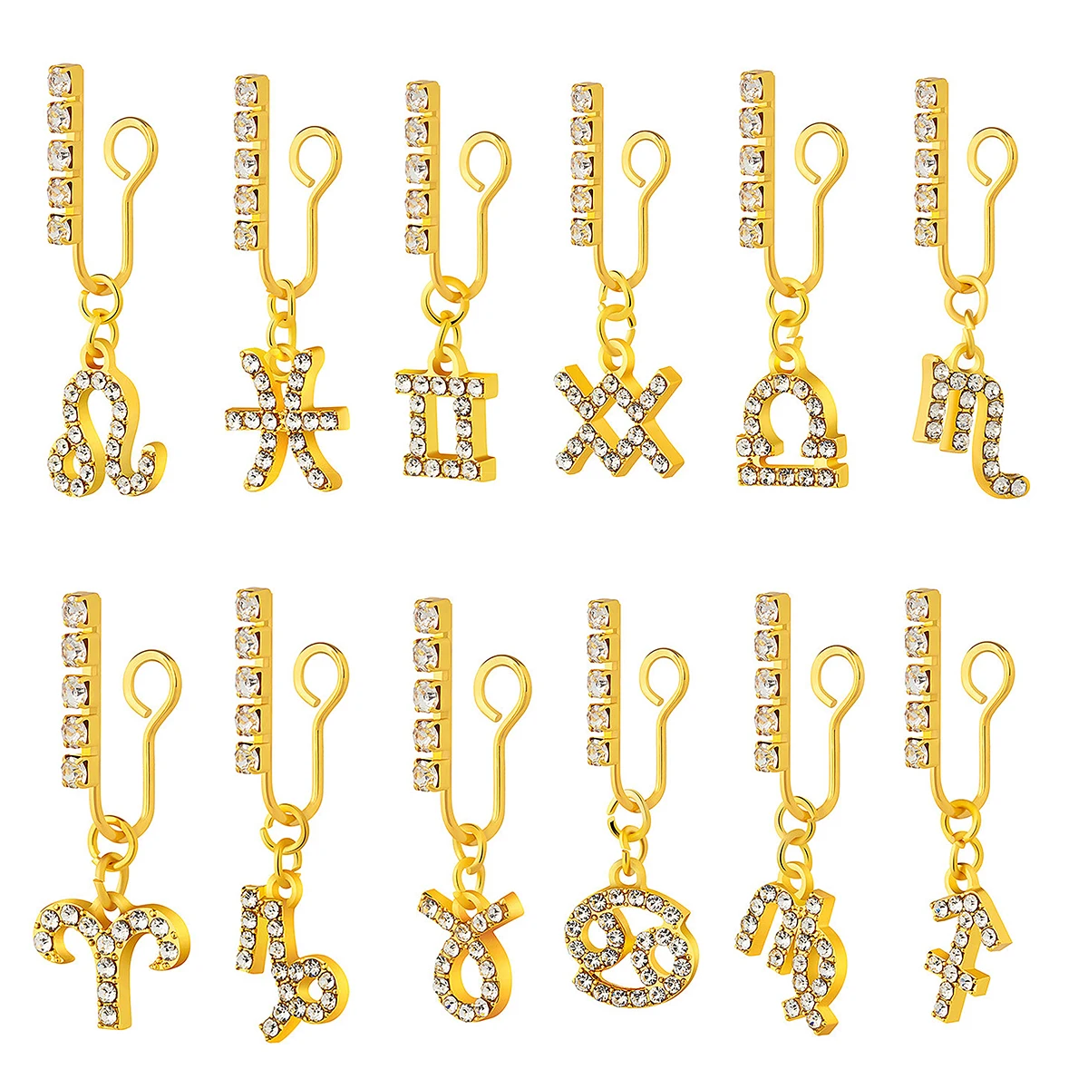 Metal Zircão Zodiac Ear Clips, - Body Jewelry Tunnels avaliação e preço