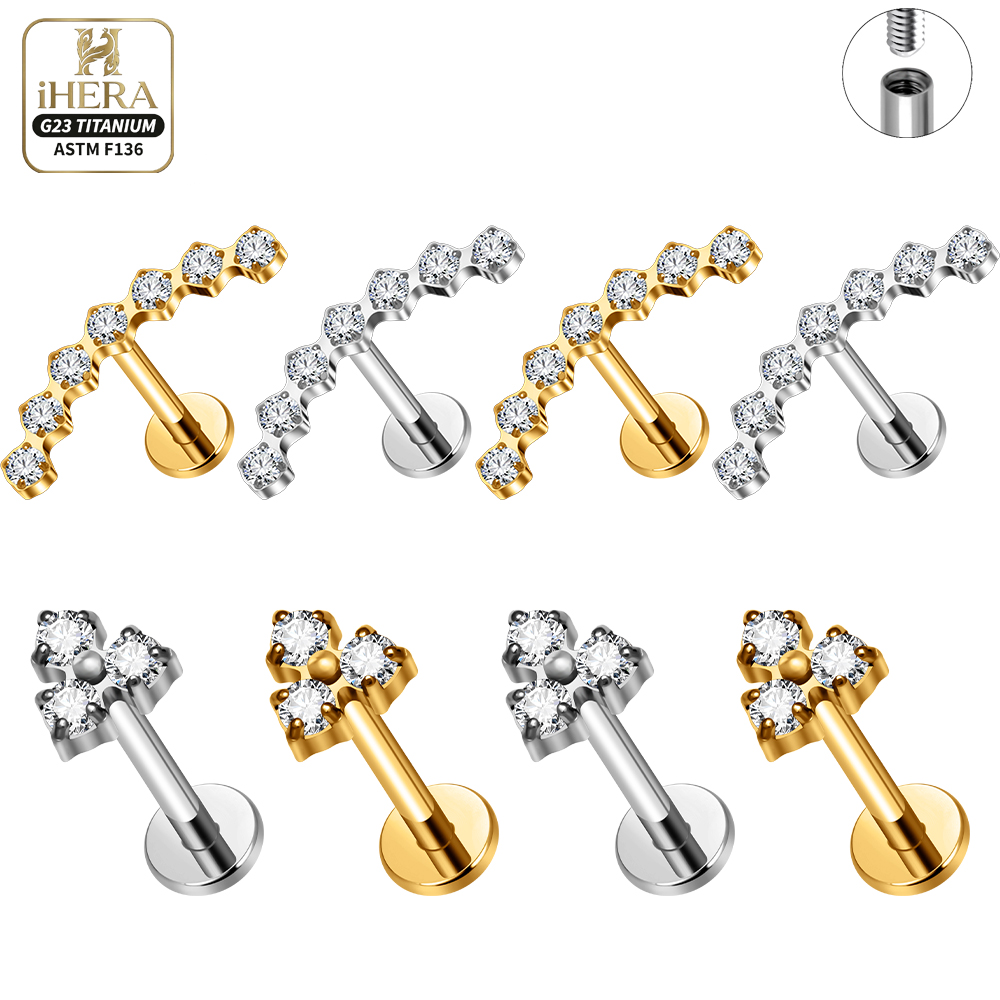 Piercing Labret Curvo de Titân - Cluster Stud Ear avaliação e preço