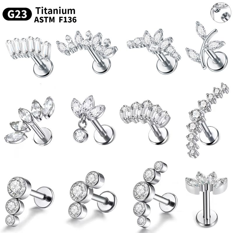 1/5 pçs g23 titânio orelha lab - Cluster Stud Ear avaliação e preço