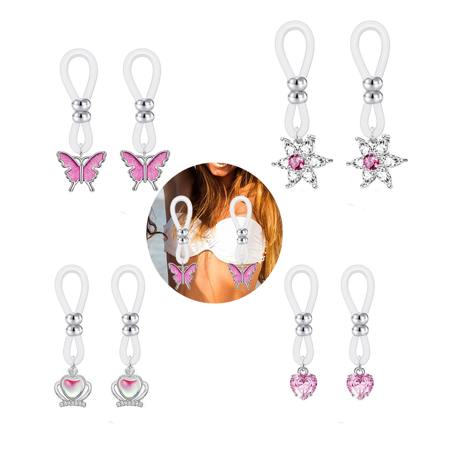 Liga de silicone borboleta cor - Body Jewelry Hoops avaliação e preço